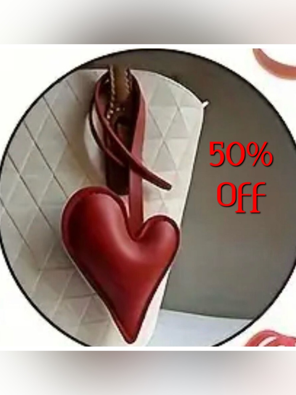 Bag Charms Hearts Faux Leather 1 Pink 1 Red